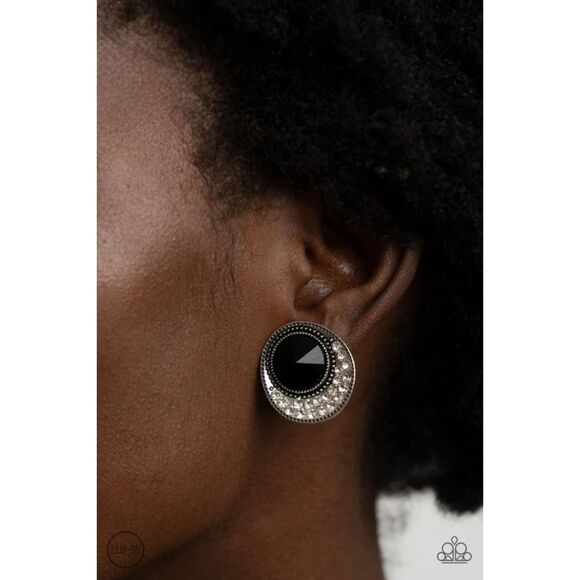 Off The Richer Scale Black Clip-on Earrings (100) - Picture 1 of 3